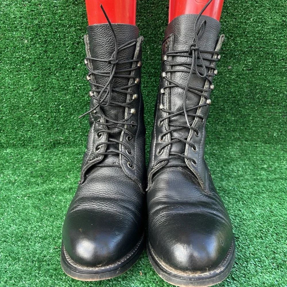Vintage Durango Leather Lace Up Combat Work Boots DB250 Black Mens 9.5D USA Made